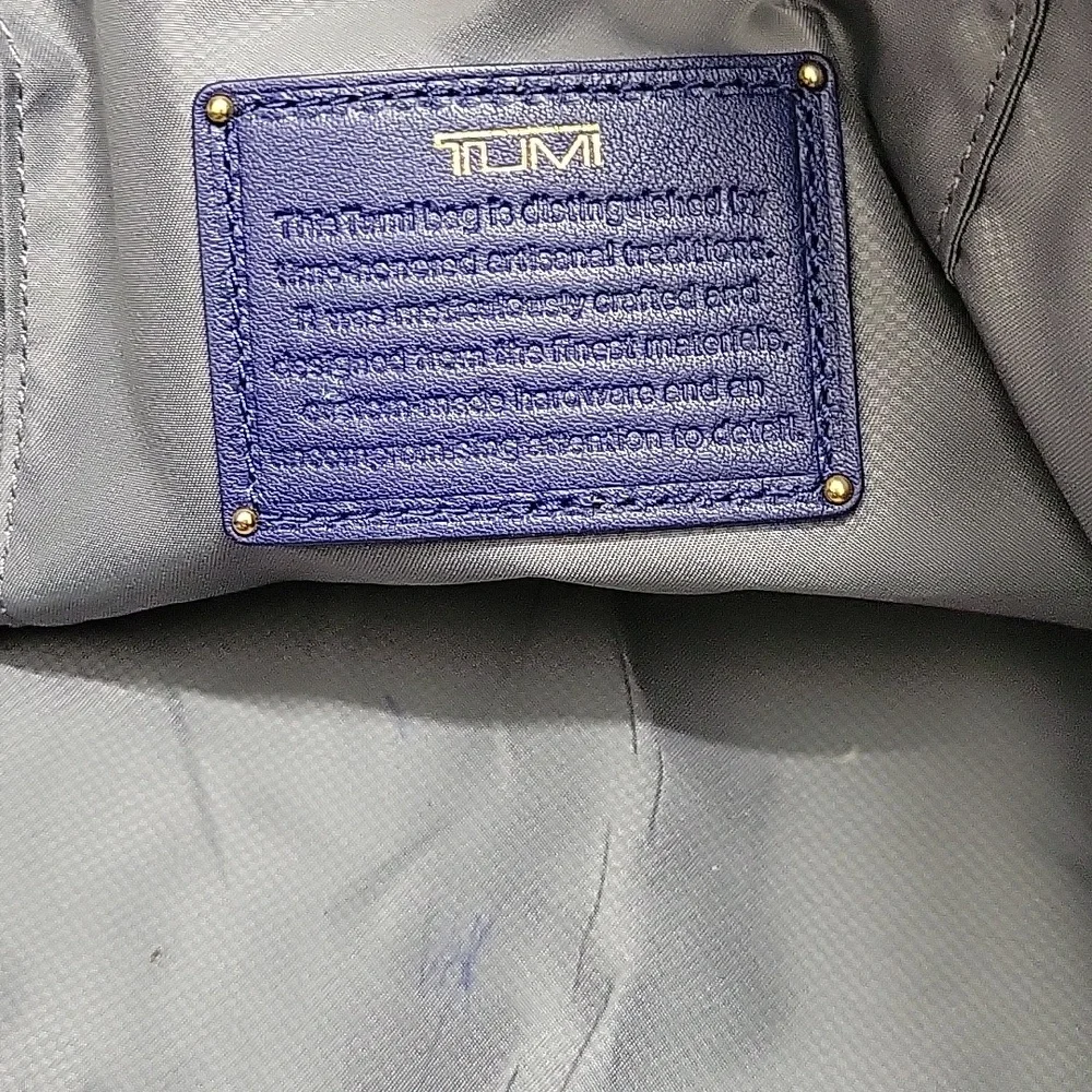 Tumi Blue Nylon/Leather Business Tote Bag